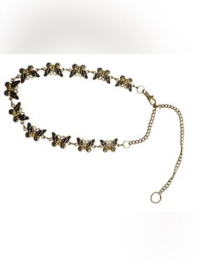 Vintage Gold and Black Butterfly Link Belt - Women Accessories